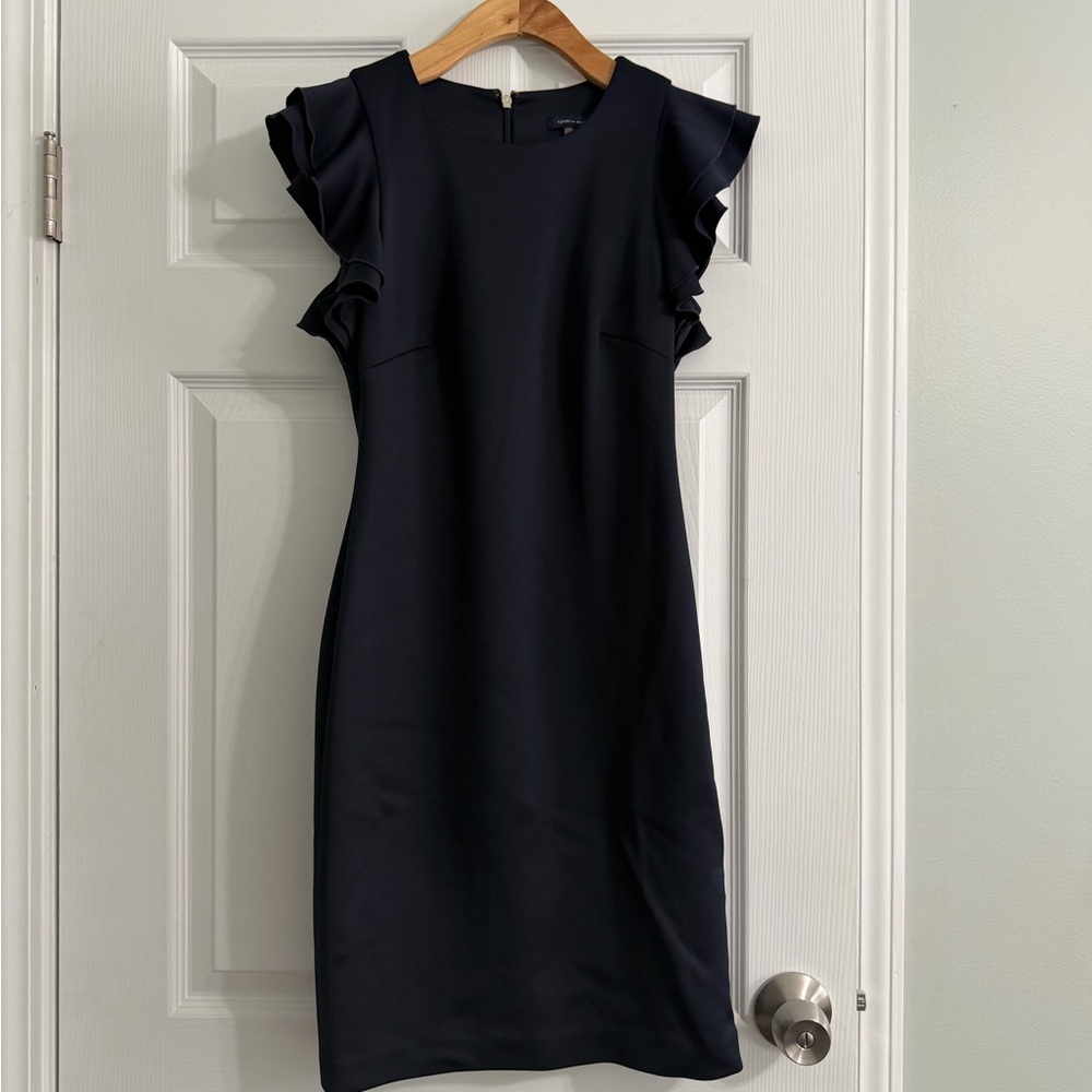 Tommy Hilfiger Navy Ruffle Sleeve Dress